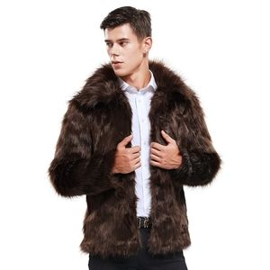 Men's/Unisex Fall Winter Faux Fur Coat Brown